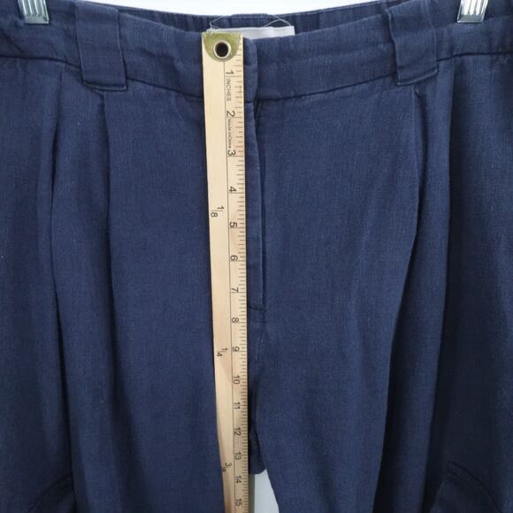 Abercombie Fitch Pants Womens Medium Blue Cargo Linen Blend Ultra Wide Leg - Picture 5 of 13